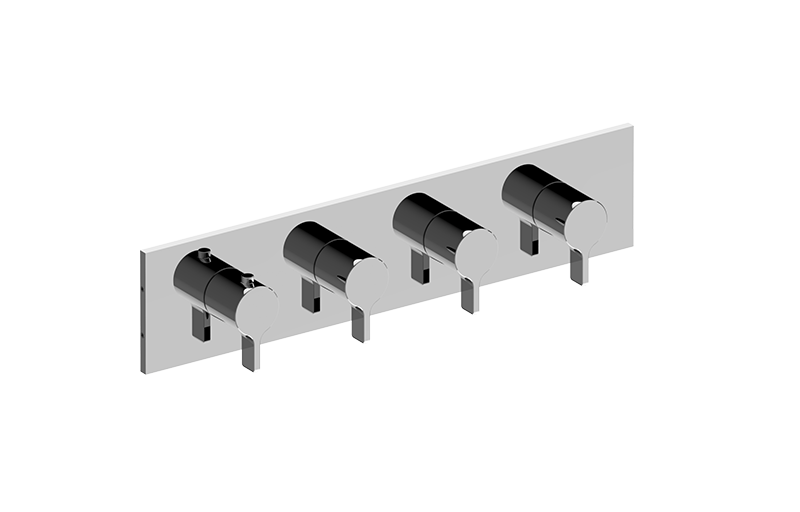 Graff - M-Series Square 4-Hole Trim Plate with Terra Handles (Horizontal Installation) - Warm Bronze PVD - G-8059H-LM46E0-WB-T