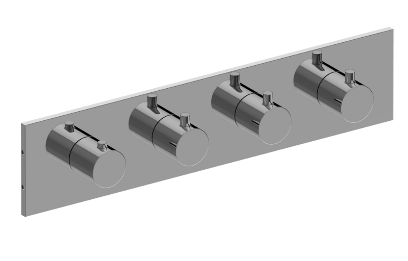 Graff - M.E./M.E. 25 M-Series Square 4-Hole Trim Plate with Round Handles (Horizontal Installation) - Warm Bronze PVD - G-8059H-RH0-WB-T