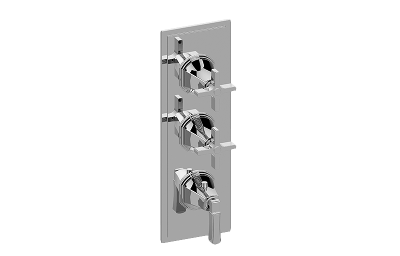 M-Series Finezza UNO 3-Hole Trim Plate w/Finezza Handles (Vertical Installation) in Multiple Finishes Length:25" Width:10" Height:4"