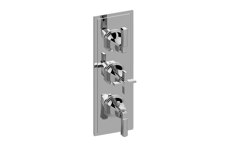 M-Series Finezza UNO 3-Hole Trim Plate w/Finezza Handles (Vertical Installation) in Multiple Finishes Length:25" Width:10" Height:4"