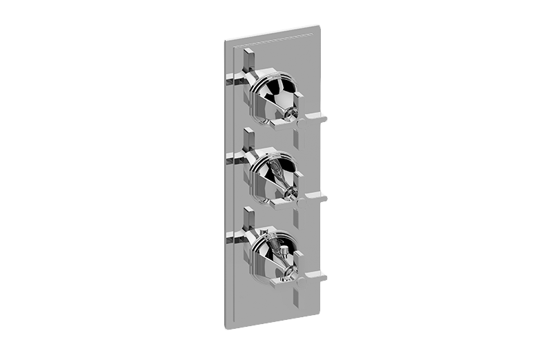 M-Series Finezza UNO 3-Hole Trim Plate w/Cross Handles (Vertical Installation) in Multiple Finishes Length:25" Width:10" Height:4"