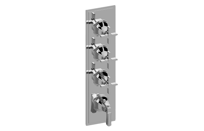 Graff - M-Series Finezza UNO 4-Hole Trim Plate w/Finezza Handles (Vertical Installation) Length:25" Width:10" Height:4" - Warm Bronze PVD - G-8079-1L3C-WB-T