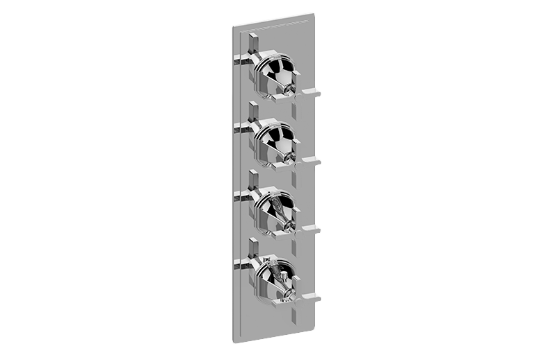 M-Series Finezza UNO 4-Hole Trim Plate w/Cross Handles (Vertical Installation) in Multiple Finishes Length:25" Width:10" Height:4"