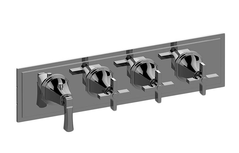 Graff - M-Series Finezza UNO 4-Hole Trim Plate w/Finezza Handles (Horizontal Installation) Length:25" Width:10" Height:4" - Warm Bronze PVD - G-8079H-1L3C-WB-T
