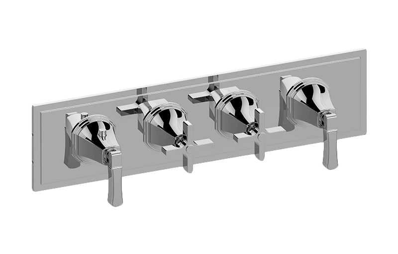 M-Series Finezza UNO 4-Hole Trim Plate w/Finezza Handles (Horizontal Installation) in Multiple Finishes Length:25" Width:10" Height:4"