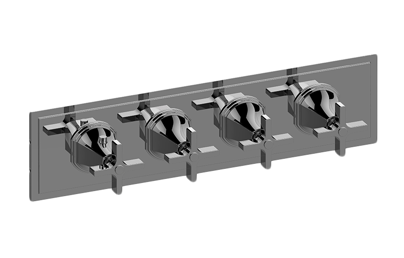 M-Series Finezza UNO 4-Hole Trim Plate w/Cross Handles (Horizontal Installation) in Multiple Finishes Length:25" Width:10" Height:4"