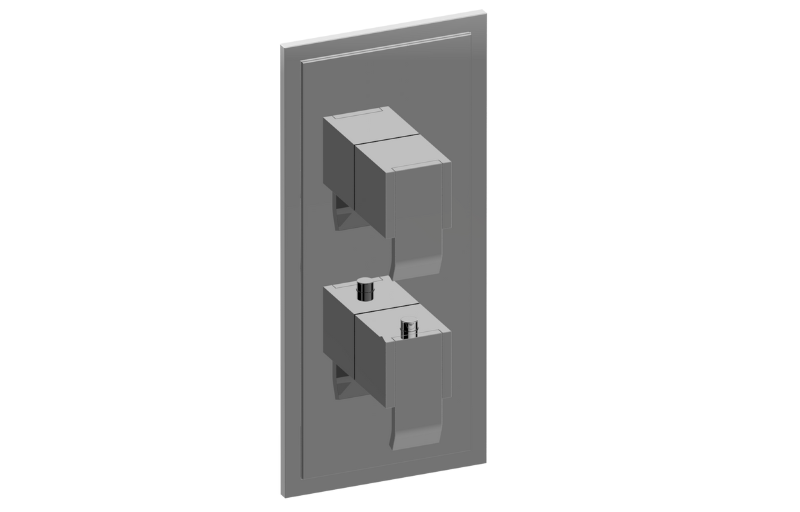 M-Series Transitional Square 2-Hole Trim Plate with Qubic Handles (Vertical Orientation) in Multiple Finishes