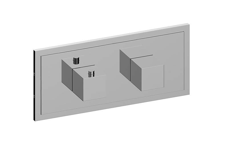 M-Series Transitional Square 2-Hole Trim Plate with Square Handles (Horizontal Orientation) in Multiple Finishes