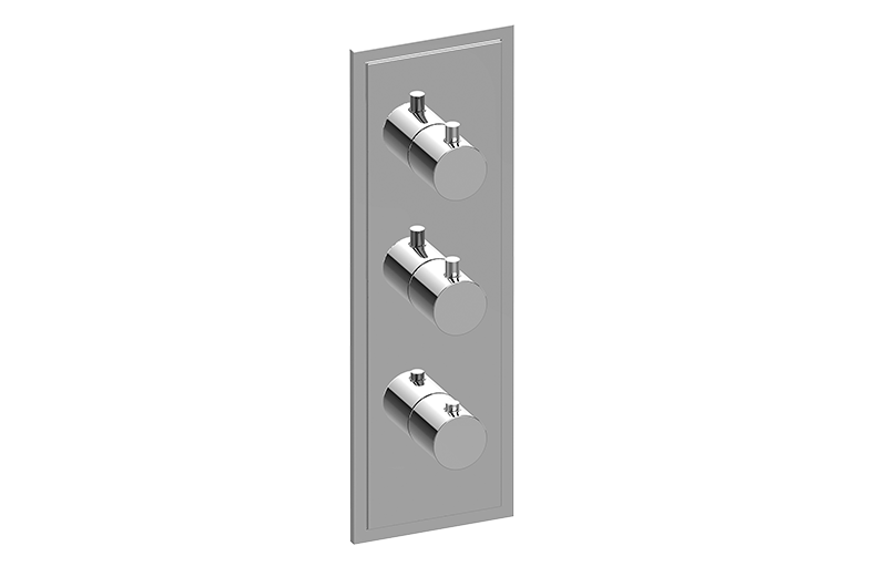 M-Series Transitional Square 3-Hole Trim Plate with Round Handles (Vertical Orientation) in Multiple Finishes