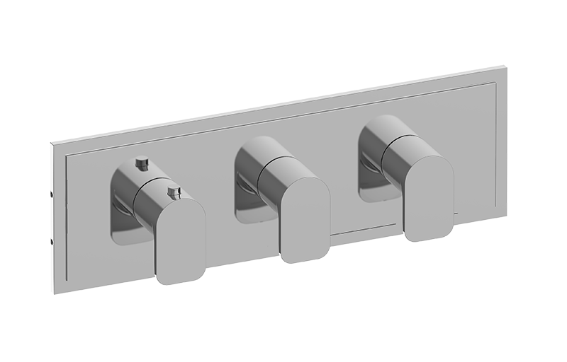 M-Series Transitional Square 3-Hole Trim Plate with Sento Handles (Horizontal Orientation) in Multiple Finishes