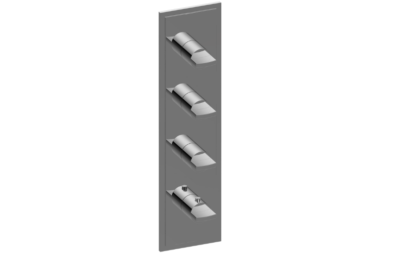 M-Series Transitional Square 4-Hole Trim Plate with Sade/Targa Handles (Vertical Orientation) in Multiple Finishes