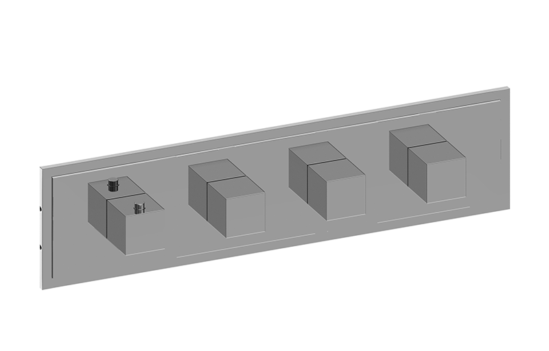 M-Series Transitional Square 4-Hole Trim Plate with Square Handles (Horizontal Orientation) in Multiple Finishes