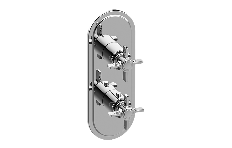 Graff - M-Series Camden 2-Hole Trim Plate w/Cross Handles (Vertical Installation) - Warm Bronze PVD - G-8086-C16E0-WB-T