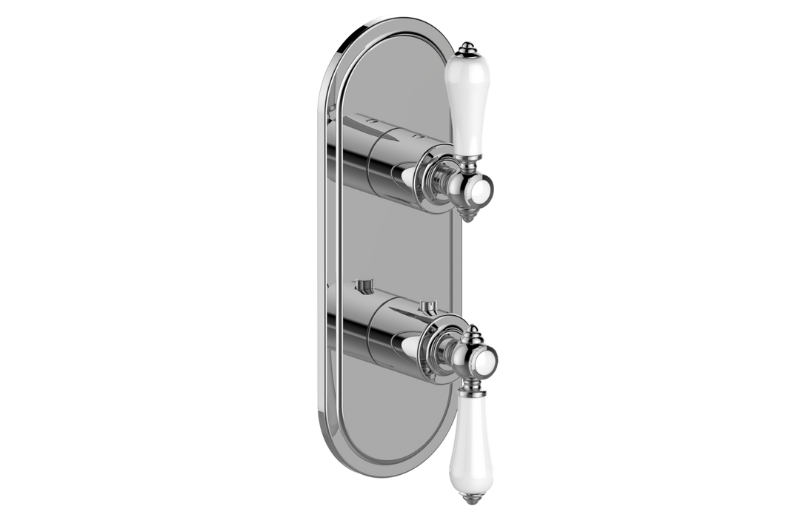 Adley M-Series Transitional 2-Hole Trim Plate w/Handles (Vertical Installation) in Multiple Finishes