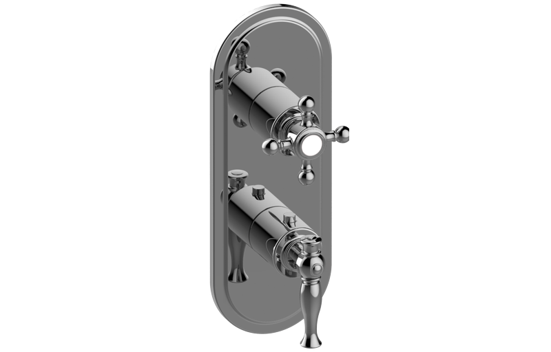 Graff - Lauren M-Series Transitional 2-Hole Trim Plate w/Two Handles (Vertical Installation) - Architectural White - G-8086-LM22C2-WT-T