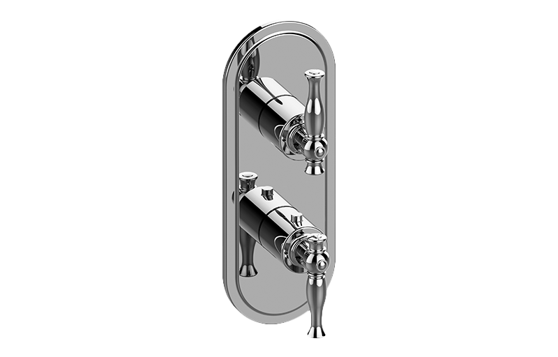 Graff - Lauren M-Series Transitional 2-Hole Trim Plate w/Cross Handles (Vertical Installation) - Architectural White - G-8086-LM22E0-WT-T