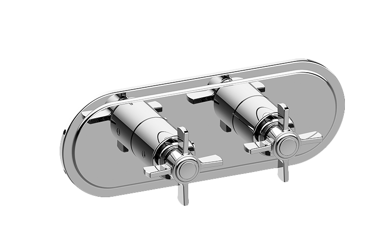 Graff - M-Series Camden 2-Hole Trim Plate w/Cross Handles (Horizontal Installation) - Warm Bronze PVD - G-8086H-C16E0-WB-T