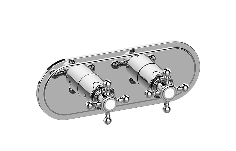 Adley M-Series Transitional 2-Hole Trim Plate w/Cross Handles (Horizontal Installation) in Multiple Finishes