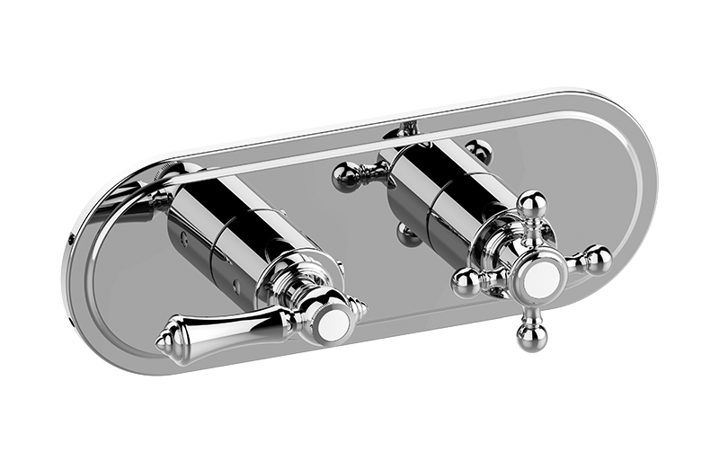 Adley M-Series Transitional 2-Hole Trim Plate w/Handles (Horizontal Installation) in Multiple Finishes