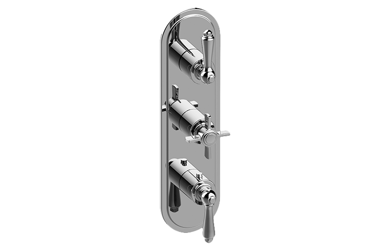Graff - M-Series Camden 3-Hole Trim Plate w/Camden Handles (Vertical Installation) - Warm Bronze PVD - G-8087-ALM48C16-WB-T