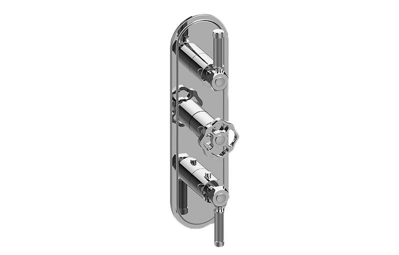 M-Series Transitional 3-Hole Trim Plate w/Vintage Handles (Vertical Installation) in Multiple Finishes Length:25" Width:10" Height:4"