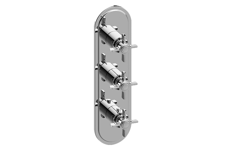 M-Series Camden 3-Hole Trim Plate w/Cross Handles (Vertical Installation) in Multiple Finishes