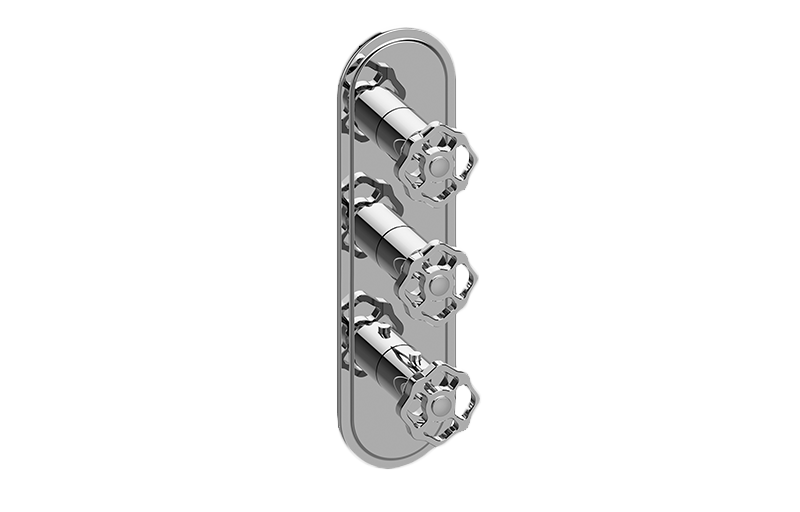 M-Series Transitional 3-Hole Trim Plate w/Vintage Handles (Vertical Installation) in Multiple Finishes Length:25" Width:10" Height:4"