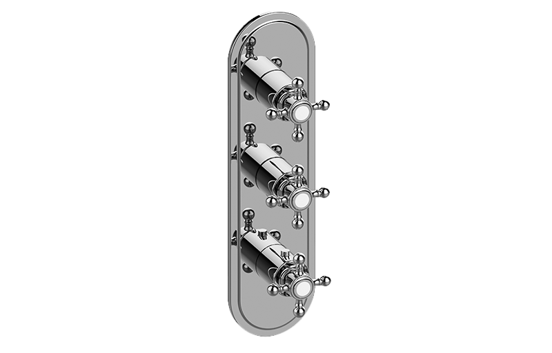 Adley M-Series Transitional 3-Hole Trim Plate w/Cross Handles (Vertical Installation) in Multiple Finishes