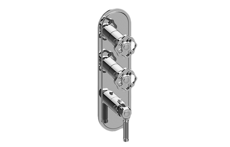 M-Series Transitional 3-Hole Trim Plate w/Vintage Handles (Vertical Installation) in Multiple Finishes Length:25" Width:10" Height:4"