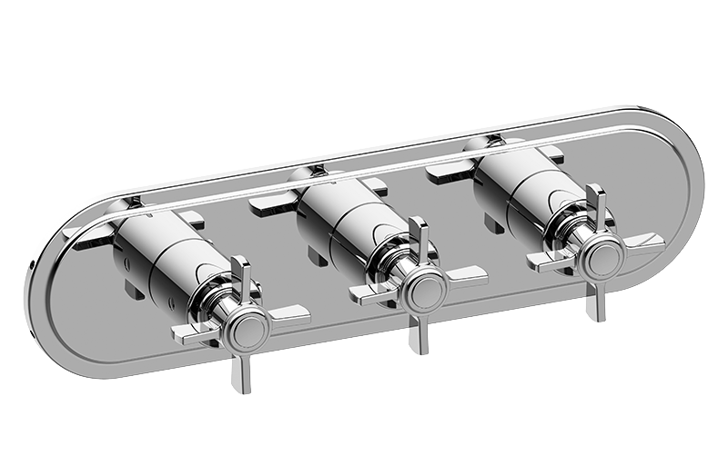 M-Series Camden 3-Hole Trim Plate w/Cross Handles (Horizontal Installation) in Multiple Finishes