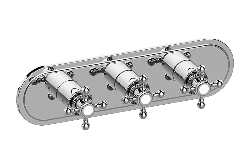 Adley M-Series Transitional 3-Hole Trim Plate w/Cross Handles (Horizontal Installation) in Multiple Finishes