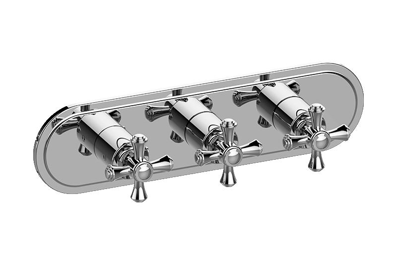 Lauren M-Series Transitional 3-Hole Trim Plate w/Cross Handles (Horizontal Installation) in Multiple Finishes