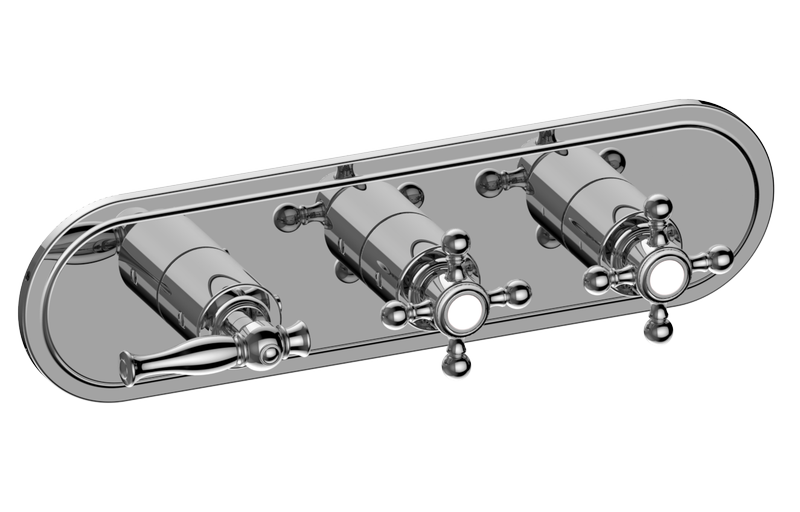 Lauren M-Series Transitional 3-Hole Trim Plate w/Three Handles (Horizontal Installation) in Multiple Finishes