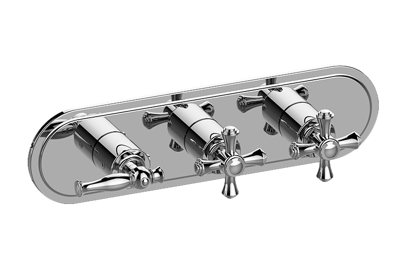 Lauren M-Series Transitional 3-Hole Trim Plate w/Cross Handles (Horizontal Installation) in Multiple Finishes