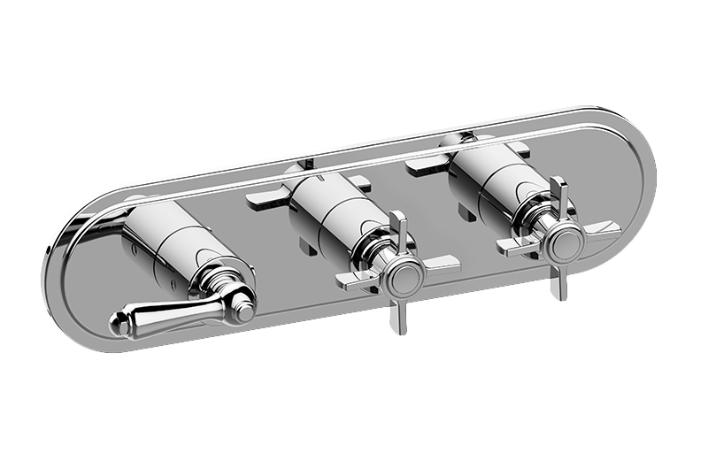 Graff - M-Series Camden 3-Hole Trim Plate w/Camden Handles (Horizontal Installation) - Warm Bronze PVD - G-8087H-LM48C16-WB-T