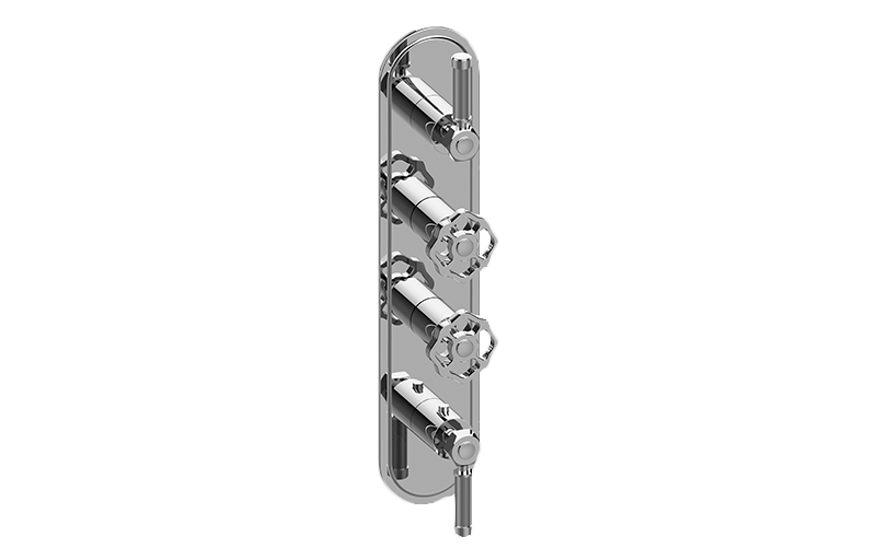 M-Series Transitional 4-Hole Trim Plate w/Vintage Handles (Vertical Installation) in Multiple Finishes Length:25" Width:10" Height:4"