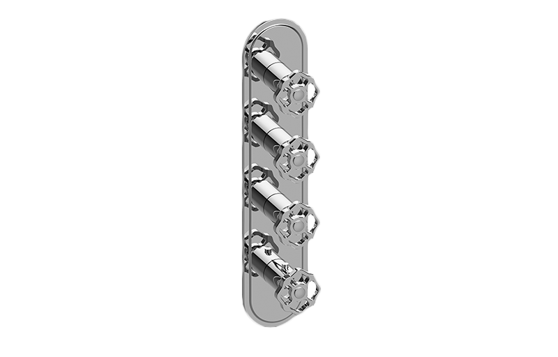 M-Series Transitional 4-Hole Trim Plate w/Vintage Handles (Vertical Installation) in Multiple Finishes Length:25" Width:10" Height:4"