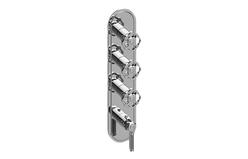 M-Series Transitional 4-Hole Trim Plate w/Vintage Handles (Vertical Installation) in Multiple Finishes Length:25" Width:10" Height:4"