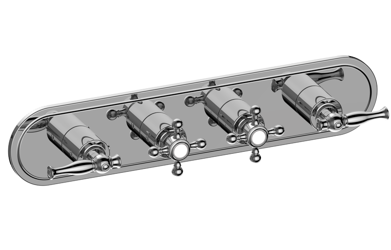 Graff - Lauren M-Series Transitional 4-Hole Trim Plate w/Four Handles (Horizontal Installation) - Architectural White - G-8088H-ALM22C2-WT-T