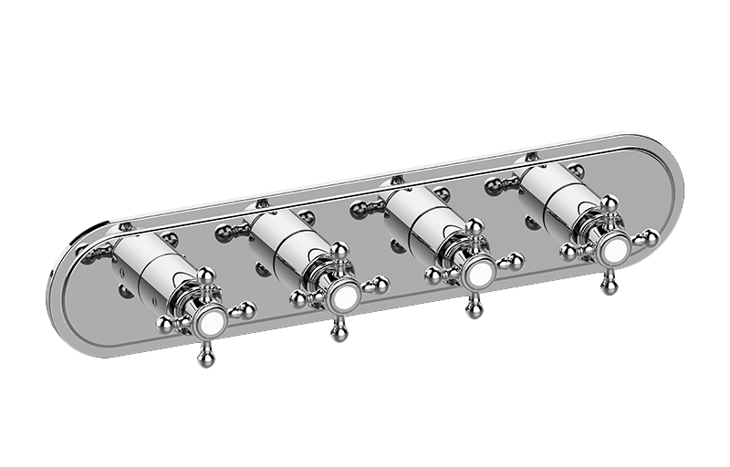 Adley M-Series Transitional 4-Hole Trim Plate w/Cross Handles (Horizontal Installation) in Multiple Finishes