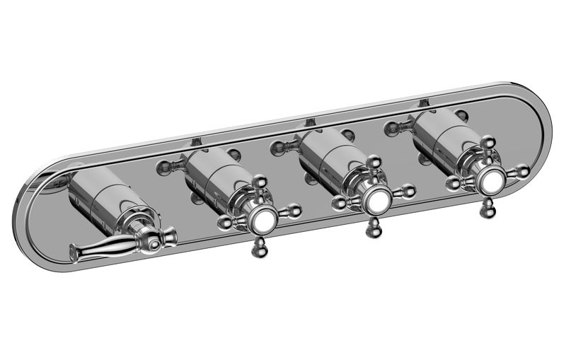 Graff - Lauren M-Series Transitional 4-Hole Trim Plate w/Four Handles (Horizontal Installation) - Architectural White - G-8088H-LM22C2-WT-T