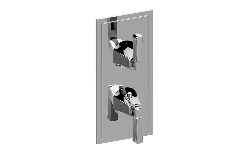 Graff - M-Series Finezza DUE 2-Hole Trim Plate w/Lever Handles (Vertical Installation) Length:22" Width:7" Height:4" - Warm Bronze PVD - G-8149-LM47E0-WB-T