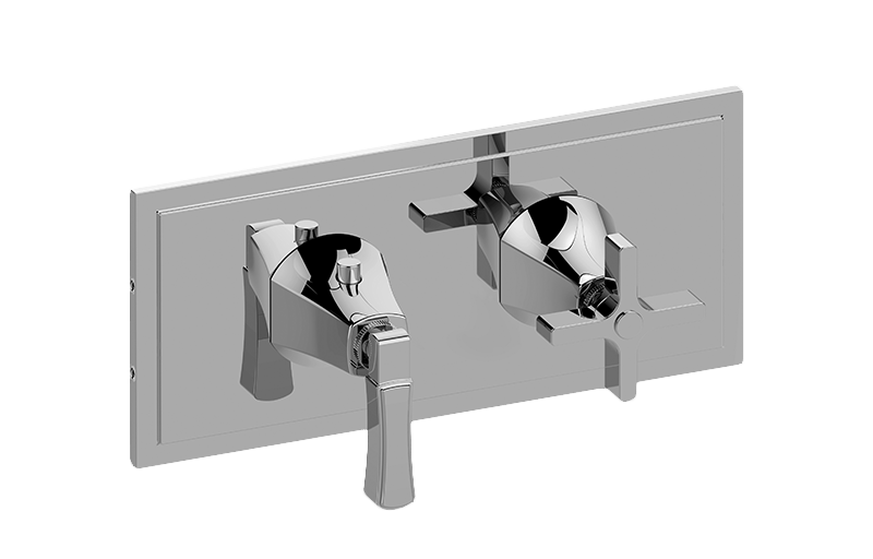 Graff - M-Series Finezza DUE 2-Hole Trim Plate w/Finezza Handles (Horizontal Installation) Length:22" Width:7" Height:4" - Warm Bronze PVD - G-8149H-1L1C-WB-T