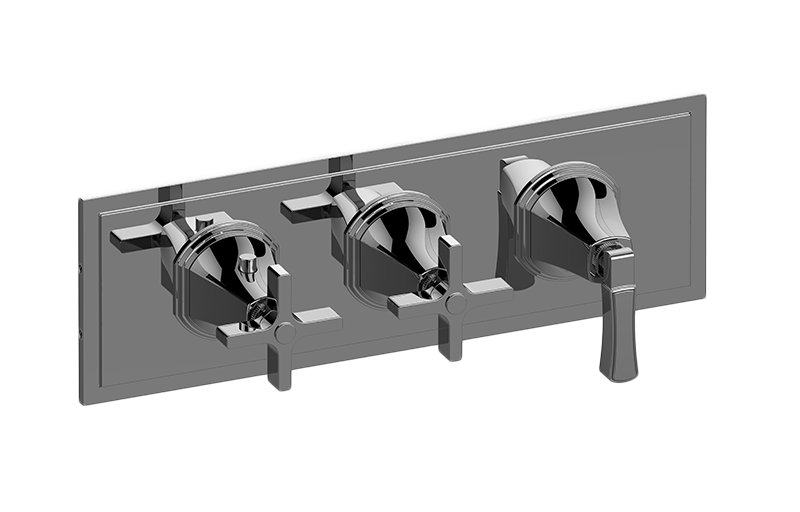 Graff - M-Series Finezza UNO 3-Hole Trim Plate w/Finezza Handles (Horizontal Installation) Length:25" Width:10" Height:4" - Warm Bronze PVD - G-8078H-2C1L-WB-T