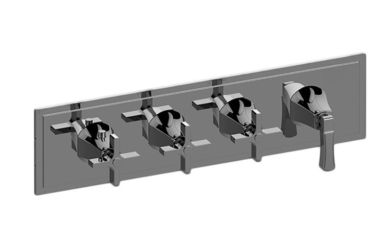 Graff - M-Series Finezza DUE 4-Hole Trim Plate w/Finezza Handles (Horizontal Installation) Length:25" Width:10" Height:4" - Warm Bronze PVD - G-8179H-3C1L-WB-T