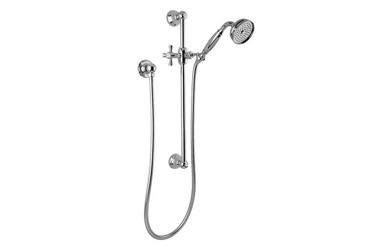 Traditional Handshower w/Wall-Mounted Slide Bar in Multiple Finishes Length:36" Width:8" Height:4"