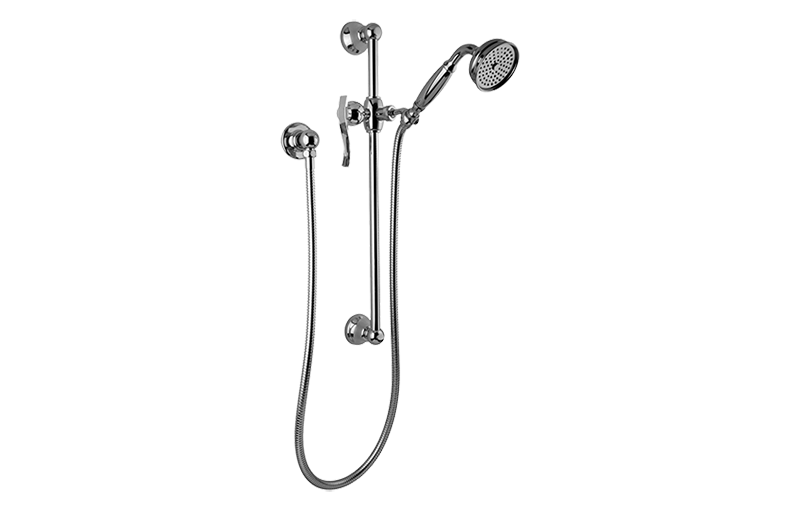 Graff - Bali Traditional Handshower w/Wall-Mounted Slide Bar Length:36" Width:8" Height:4" - Architectural White - G-8600-LM20S-WT