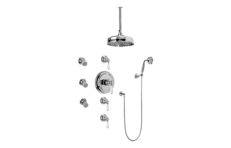 Adley Thermostatic Set w/Body Sprays & Handshower (Rough & Trim) in Multiple Finishes