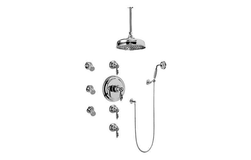 Topaz Thermostatic Set w/Body Sprays & Handshower (Rough & Trim) in Multiple Finishes