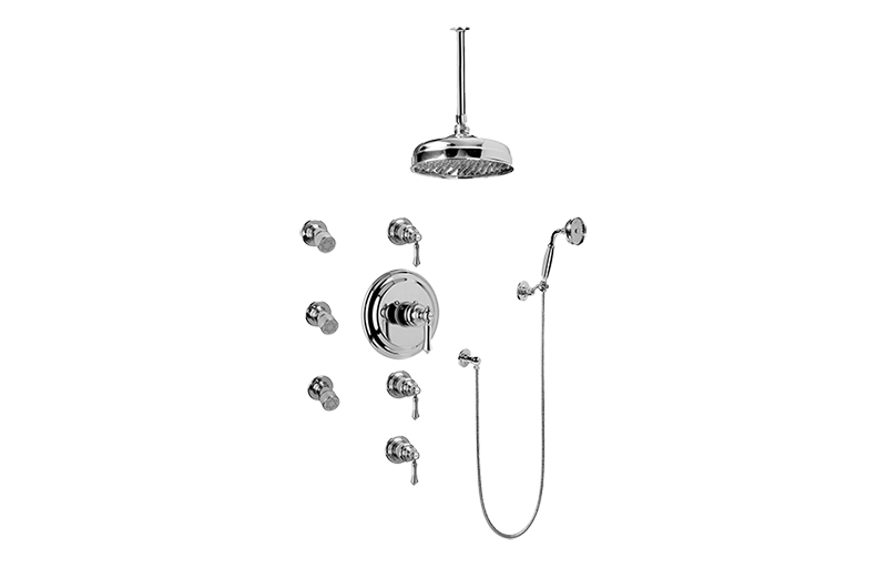 Adley Thermostatic Set w/Body Sprays & Handshower (Rough & Trim) in Multiple Finishes